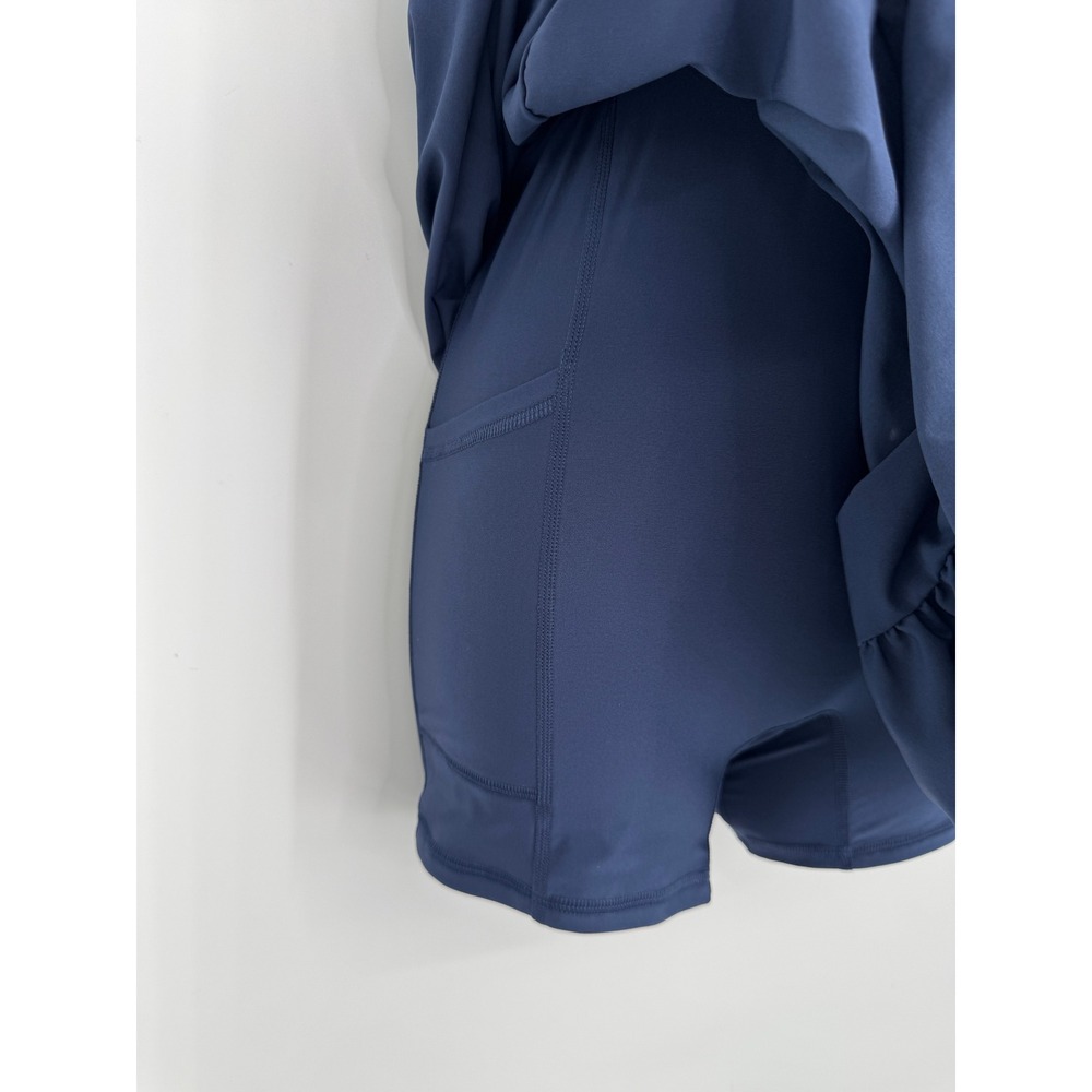 Abercrombie‎ & Fitch YPB motionTEK Halter Bubble Hem Mini Dress XS Navy Athletic - Picture 4 of 11